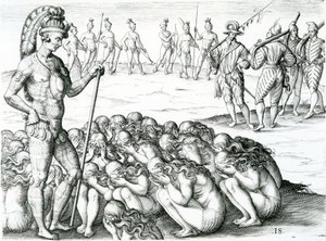morbo sublati postulata a Rege, illustration tirée de Brevis narratio eorvm qvae in Florida Americae provicia Gallis acciderunt 1591